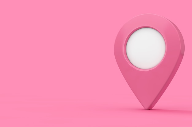 Photo pink target map poinet pin in duotone style on a pink background. 3d rendering