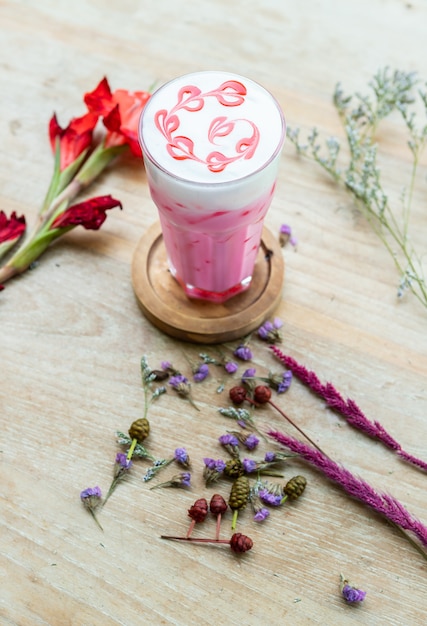 Pink tea on the table