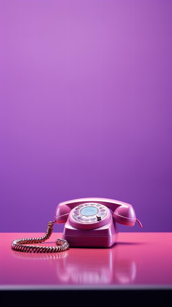 A pink telephone sitting on top of a table