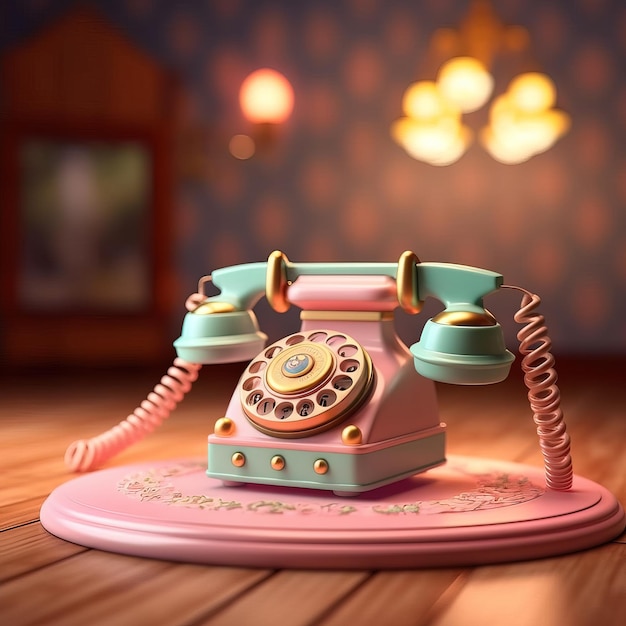 A pink telephone with the word " call " on it