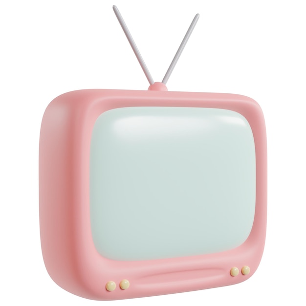 pink television icon 3d render on white background