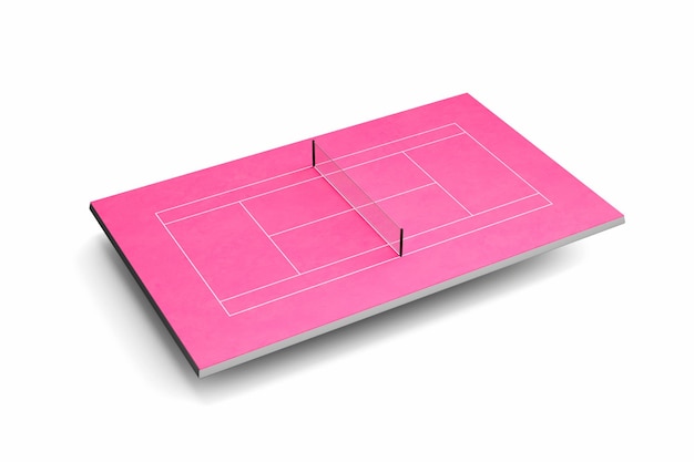 Pink tennis court or playground for female isolated on white background 3d illustration