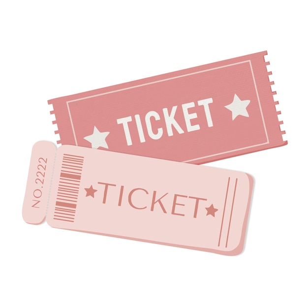Pink tickets png movie date illustration transparent background