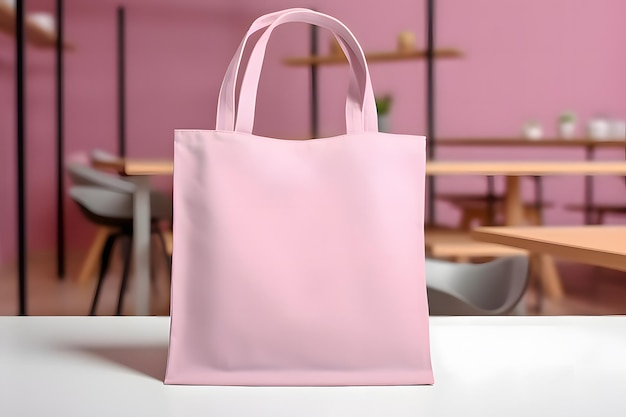 Мокет сумки Pink Tote на фоне шаблон мокета сумки