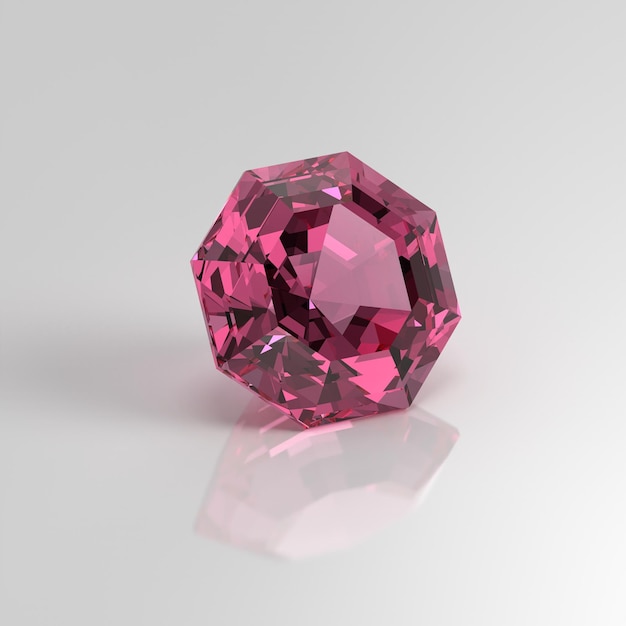 Pink tourmaline gemstone octagon 3D render