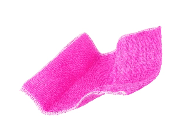 Pink towel isolated on a white background