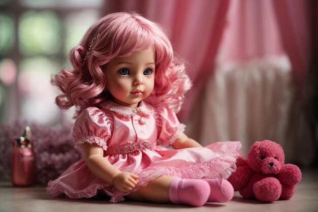 Photo a pink toy doll