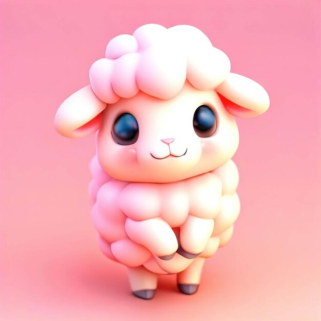 A pink toy sheep with a pink background