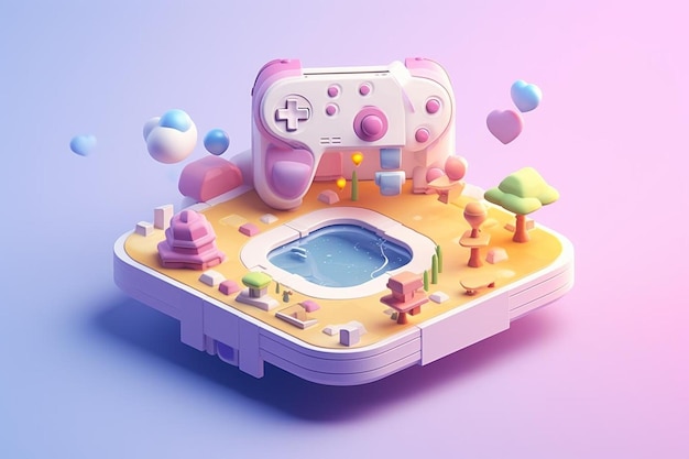 Photo a pink toy with a white controller on it
