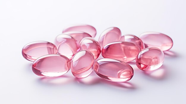 Photo pink transparent vitamins on a light background