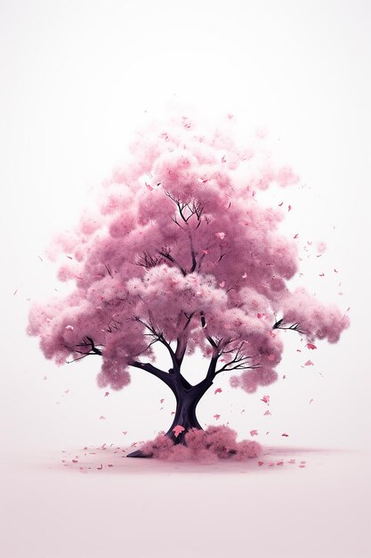 분홍색 배경의 분홍색 나무와 "핑크색"이라는 단어가 적힌 분홍색 나무.