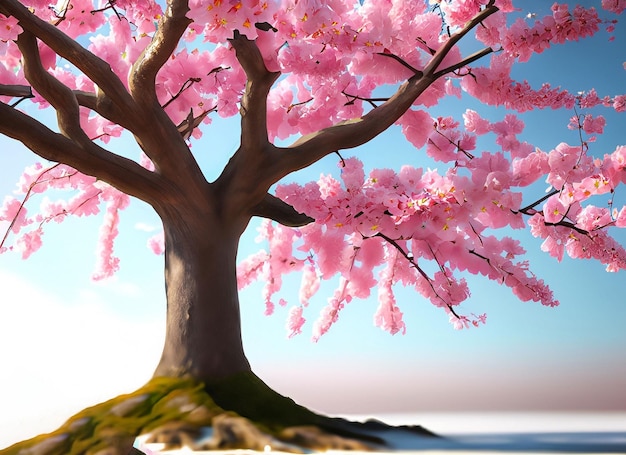 A pink tree with the title sakura on it