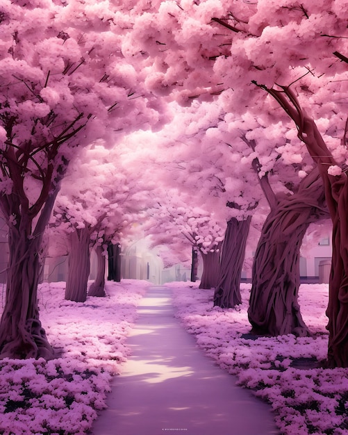 Pink Trees Park Path