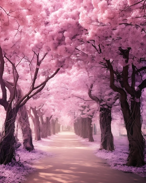 Pink Trees Park Path