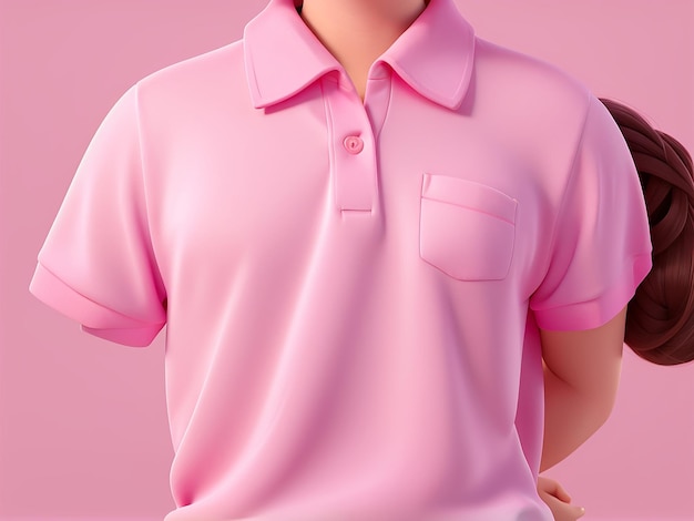 バックグラウンド・ブラーのピンクのTシャツのモックアップ