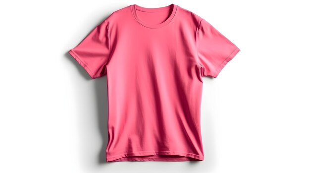 Pink tshirt mockup on white background with copyspace