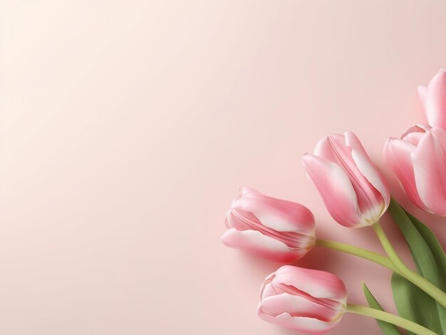 Pink tulip flowers with blank text space