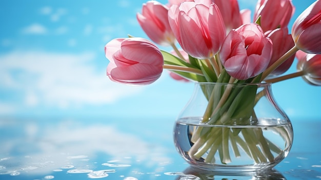 pink tulips background HD 8K wallpaper Stock Photographic Image