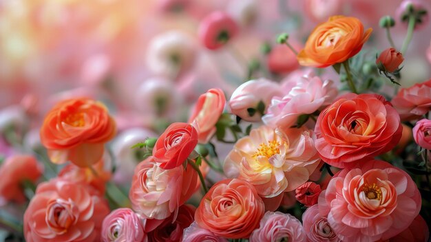 Pink Tulips Bouquet on Blue Background