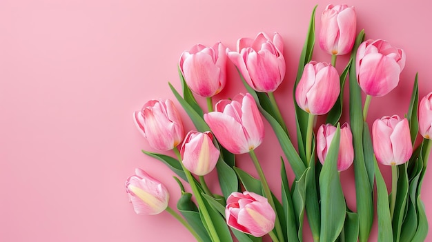 Photo pink tulips on a pink background