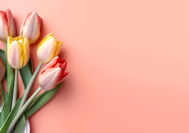 Pink tulips on pink background