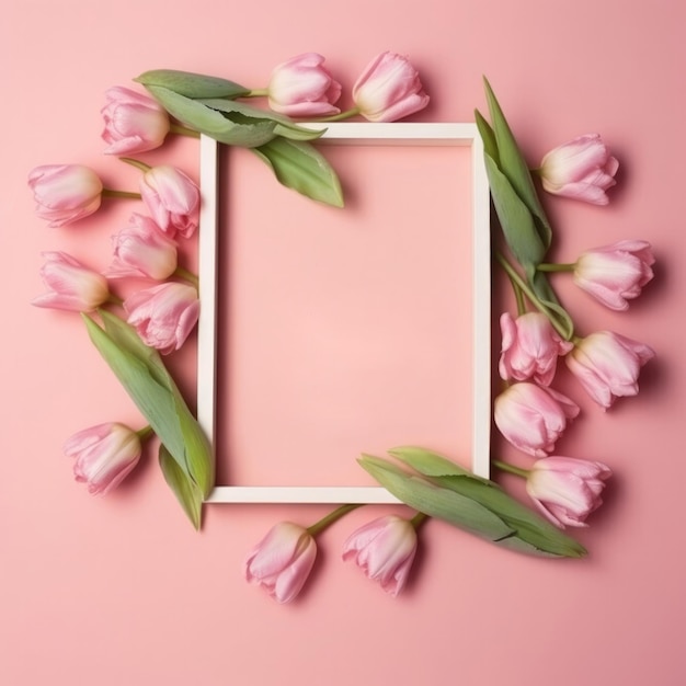 Pink tulips on a pink background