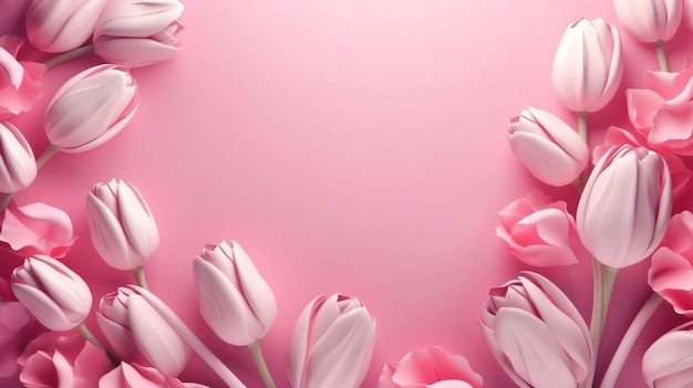 Pink tulips on a pink background