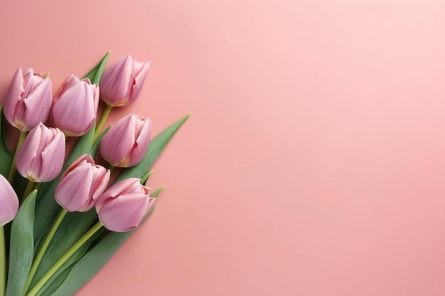 Pink tulips on a pink background