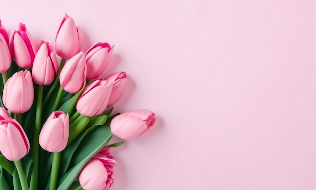 Pink tulips on a pink background