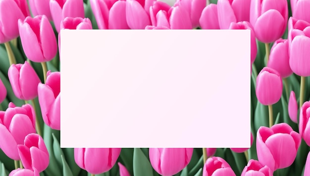 Photo pink tulips in a pink frame