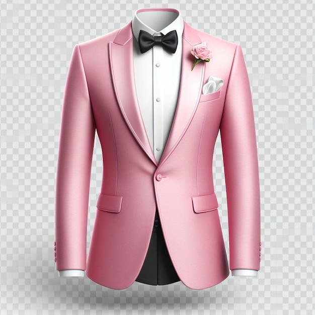 pink tuxedo suit mockup on transparent background businessman suit png