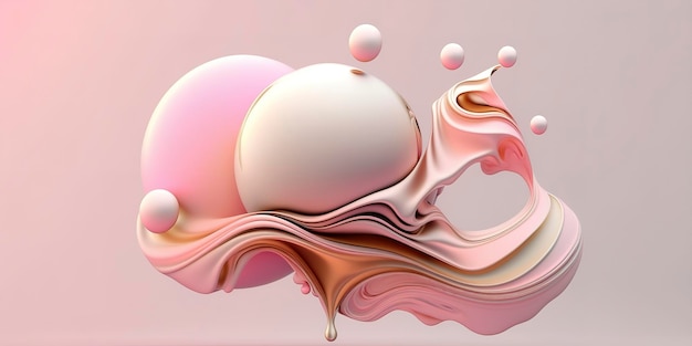 Pink twisted splashing jet isolated on pink background liquid splash abstract shape pastel color paint