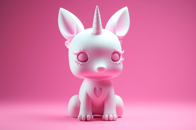 A pink unicorn with pink eyes sits on a pink background.