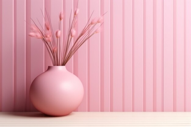 Photo pink vase with flowers