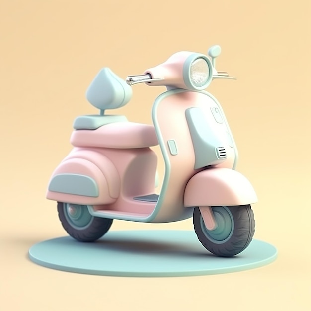 A pink vespa scooter with a white headlight.