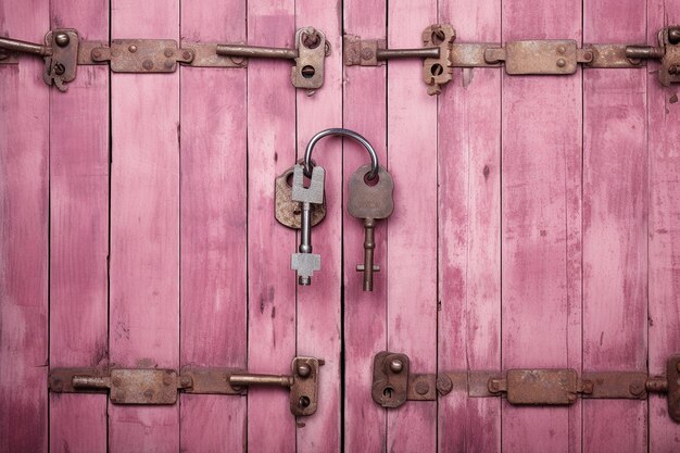Pink Vintage Antique Doors with Skeleton Keys
