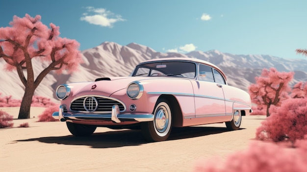 pink vintage car