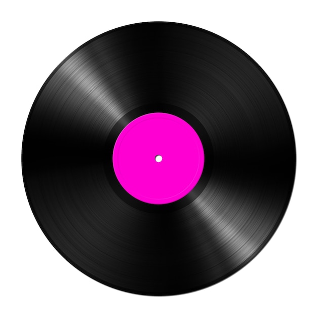 흰색 배경에 고립 된 핑크 비닐 레코드