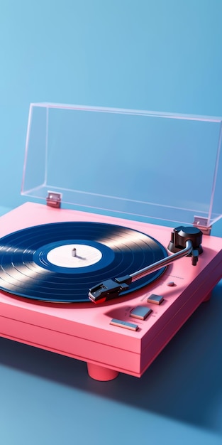 Pink vinyl record on the player Beautiful illustration picture Generative AI