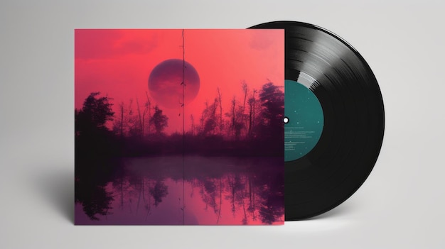 Photo pink vinyl with moon cover in max rive style