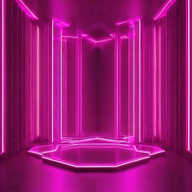 Pink violet blue neon room abstract background ultraviolet podium decoration empty stage