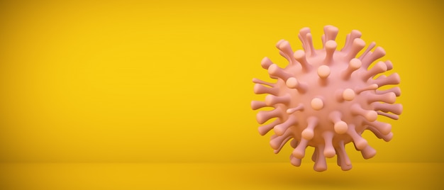 Photo pink virus on yellow background