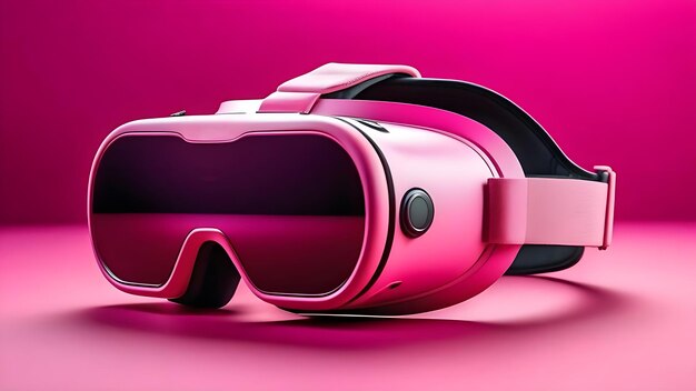 Pink VR glasses AR goggles Virtual reality headset of pink color