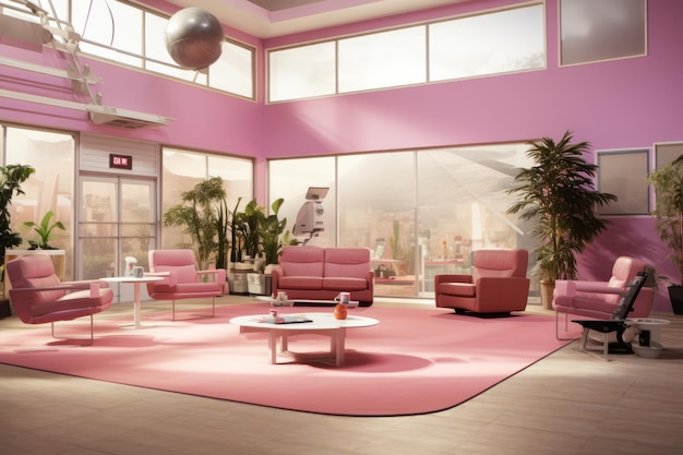 Pink Waiting Room With Pink Furniture and Pink Walls