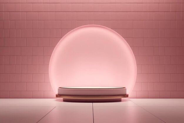 Pink wall podium surrounded by luxury stones the style of minimalist stage designs Generative AI