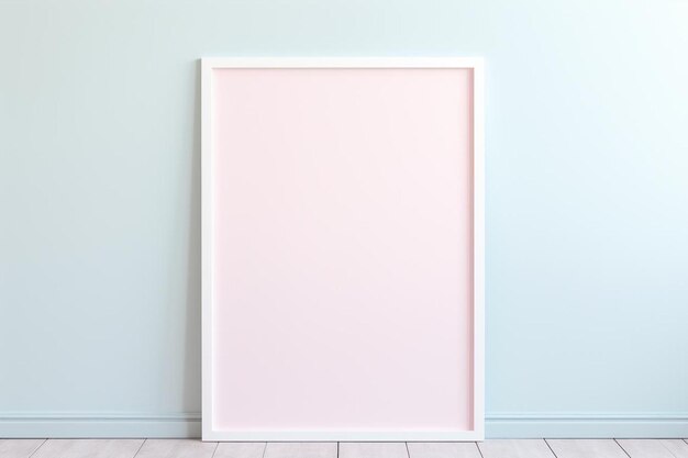 a pink wall with a blank white frame