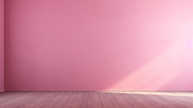 a pink wall with a light pink wall and a wooden floor