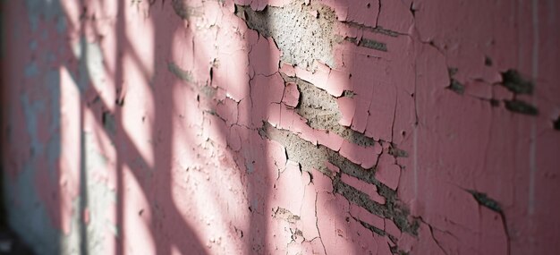 Photo pink wall with peeling paint generative ai