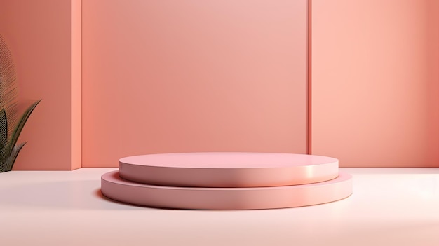 a pink wall with a pink wall and two pink stools