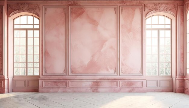 Photo a pink wall with a pink and white marble frame